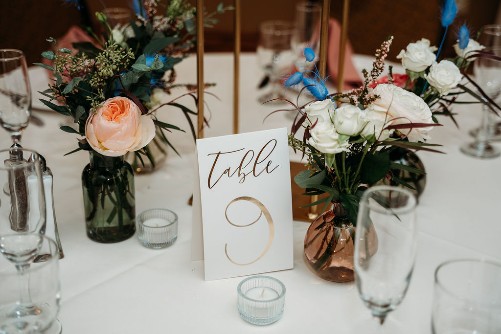wedding details, table numbers, gold table numbers