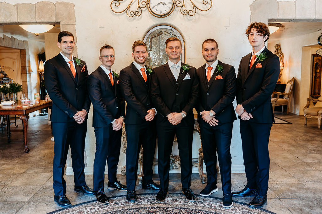 groom and groomsmen, groom, wright house wedding