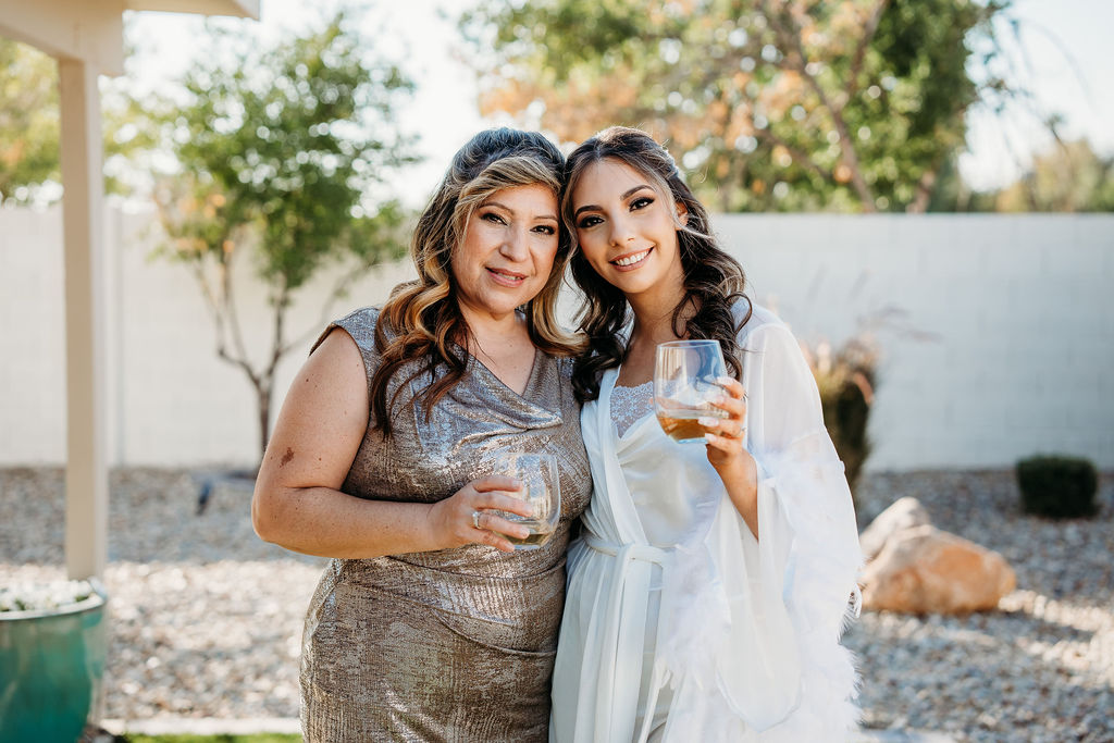 mother of bride and bride, bride getting ready at the cottage in gilbert, arizona