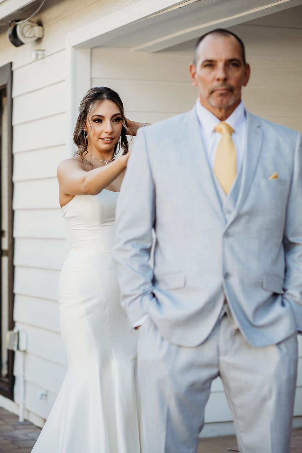 first look with father of the bride at the cottage in gilbert, arizona