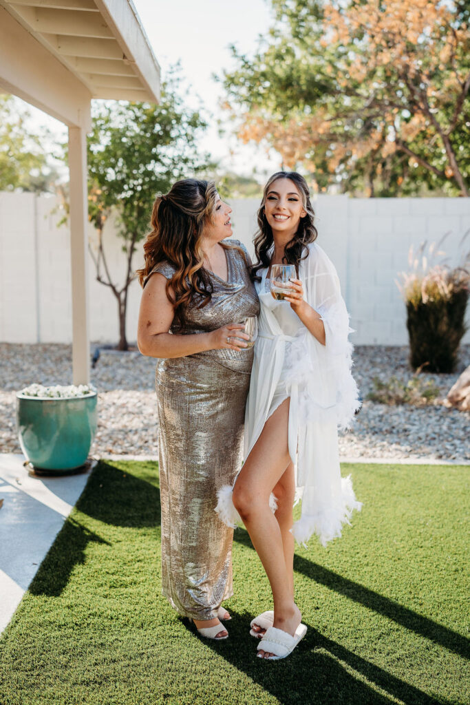 mother of bride and bride at the cottage in gilbert, arizona