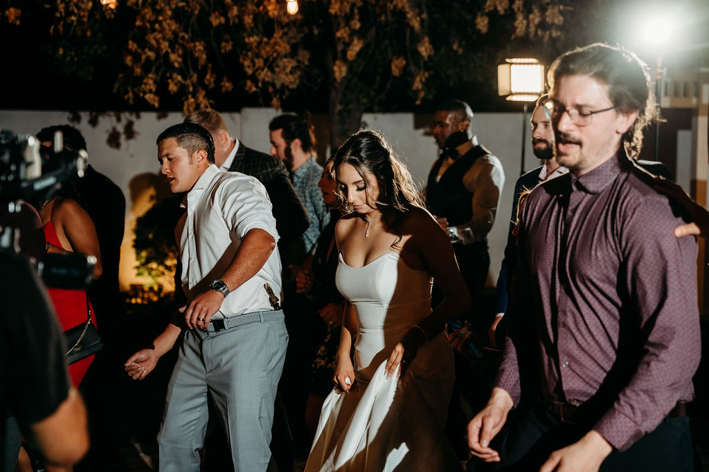 arizona wedding at the cottage in gilbert, dancing at reception wedding photo candid shots