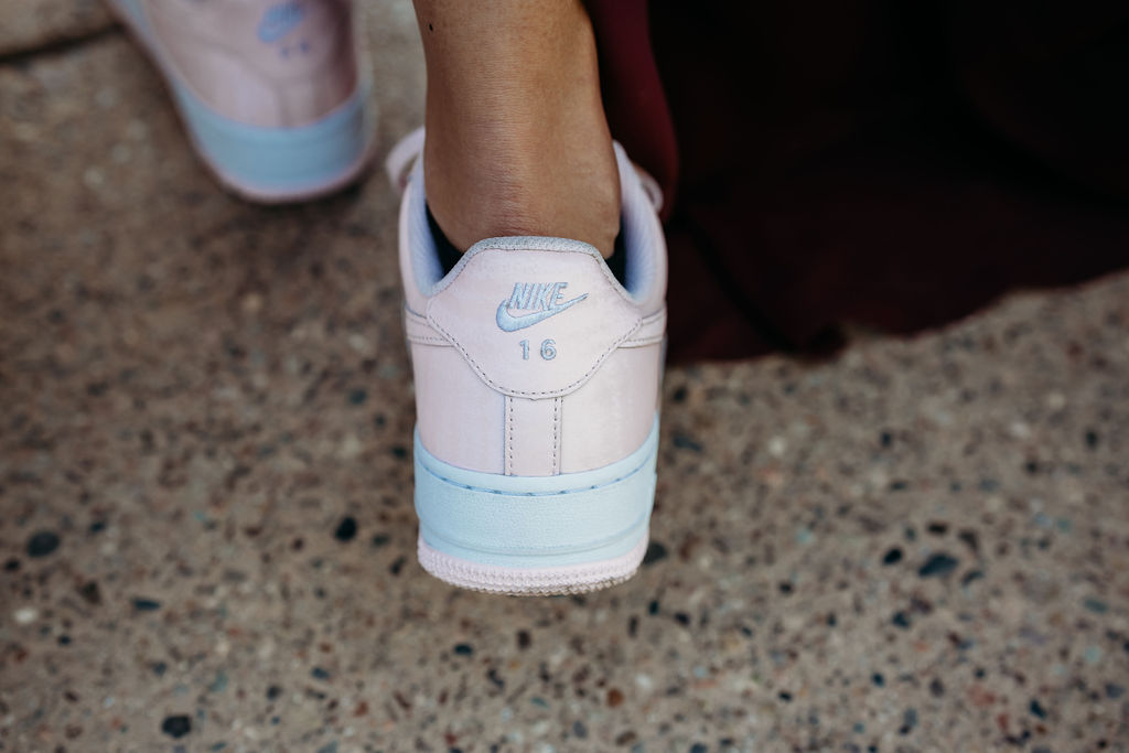 Wedding details at Japanese Friendship Garden Arizona. sneakers for wedding