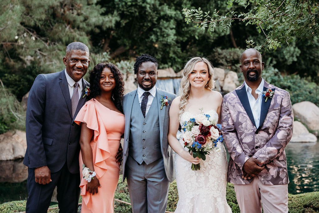 formal wedding photos at Japanese Friendship Garden Arizona.