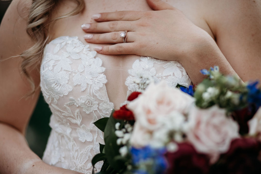 Wedding details at Japanese Friendship Garden Arizona. Wedding dress details