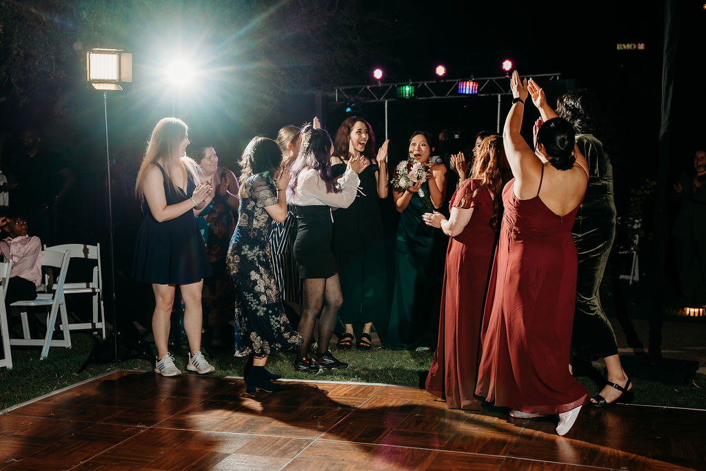 Dancing at wedding reception at Japanese Friendship Garden Arizona