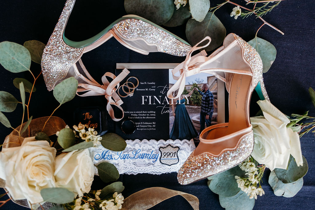 venue at chilleens, arizona wedding photographer, wedding details, wedding flat lay