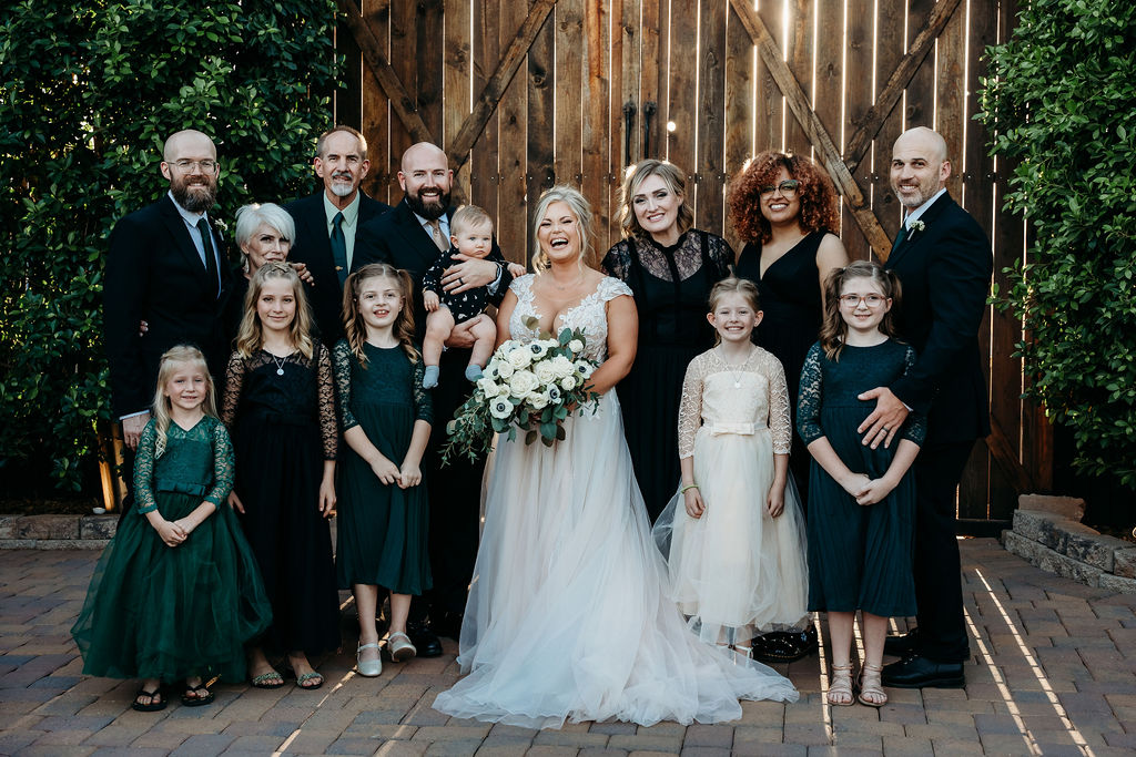 venue at chilleens, arizona wedding photographer, wedding portraits family