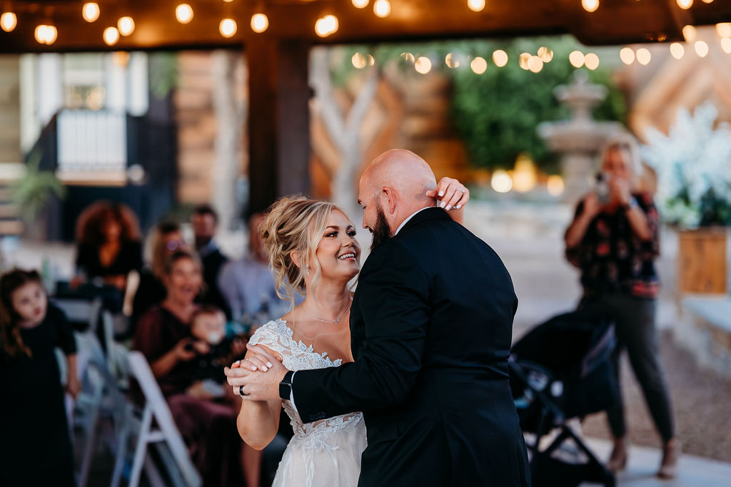 venue at chilleens reception, arizona wedding photographer, wedding reception, first dance