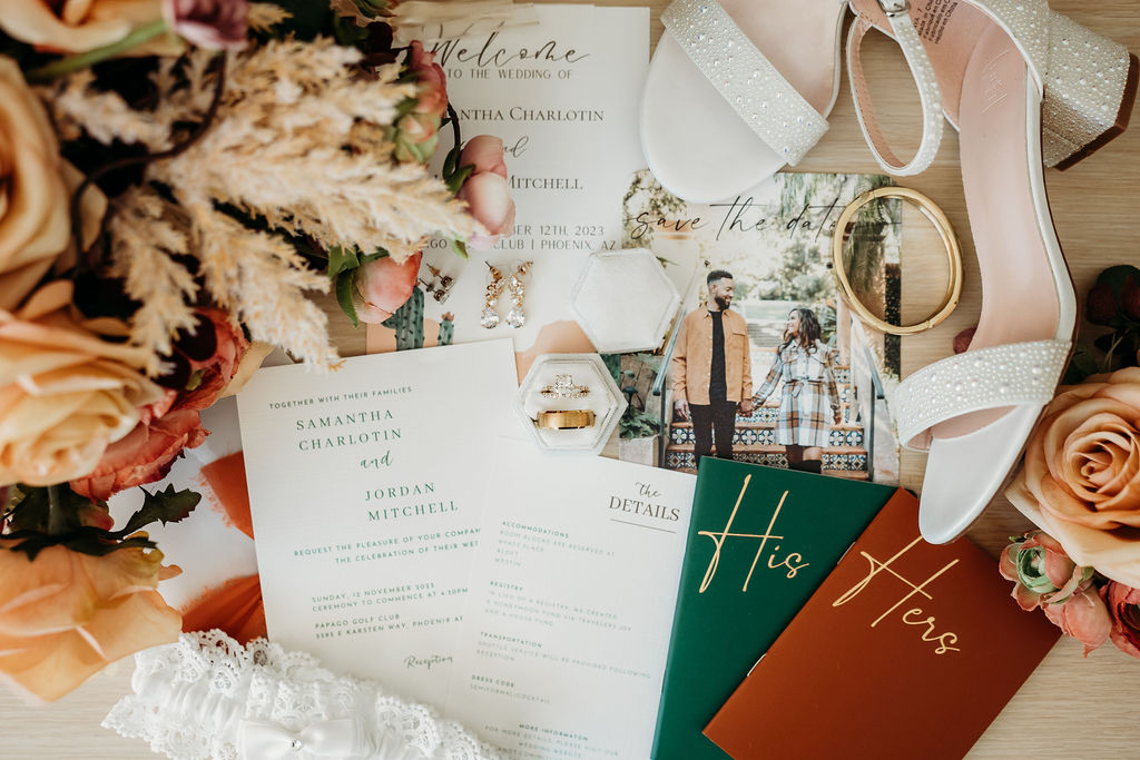 wedding flat lay, arizona wedding photographer