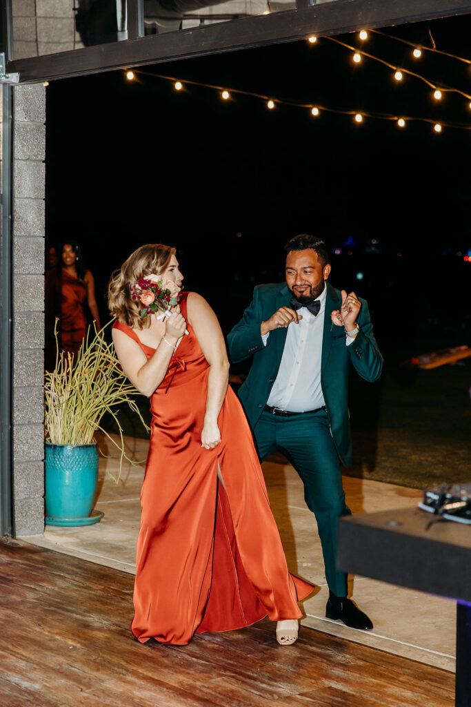 papago golf club wedding reception, arizona wedding photographer, wedding part entrance