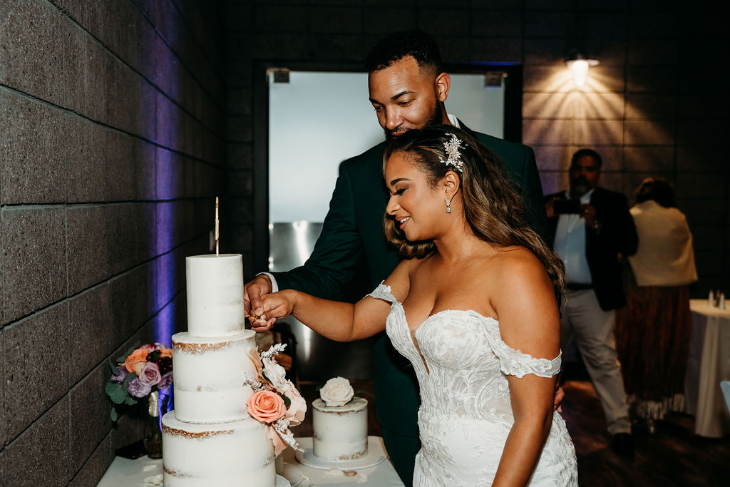 papago golf club wedding reception, arizona wedding photographer, cake cutting