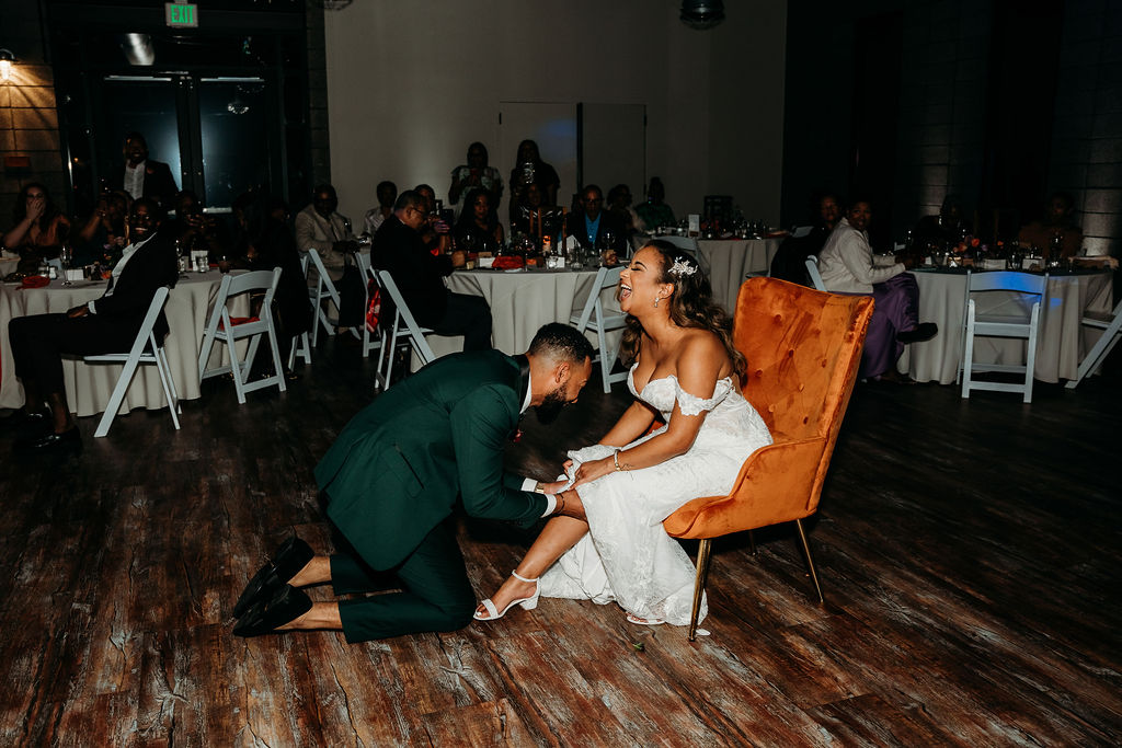 papago golf club wedding reception, arizona wedding photographer, garter toss