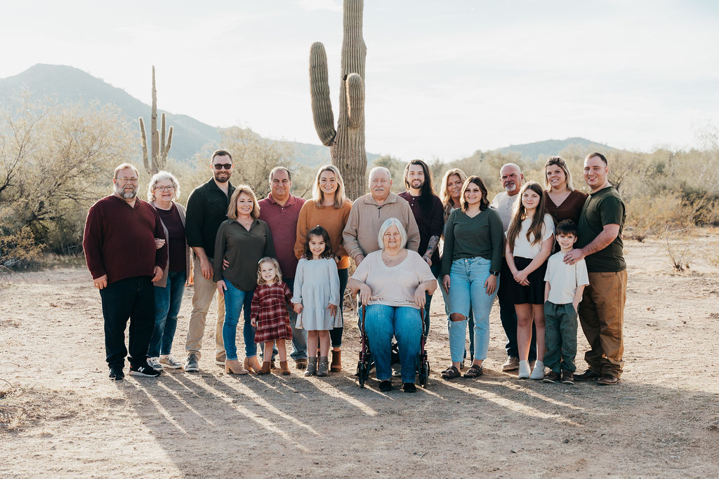 arizona desert family photography, extended family photo poses