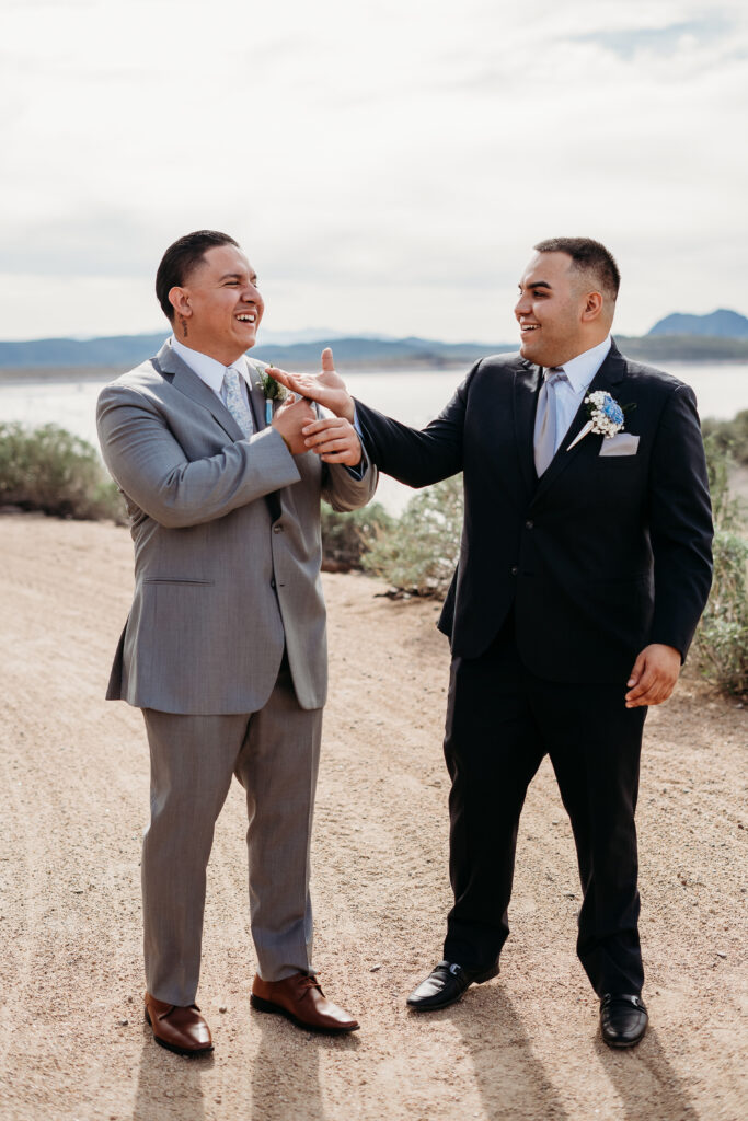 Desert Outdoor Center at Lake Pleasant, groom with groomsmen