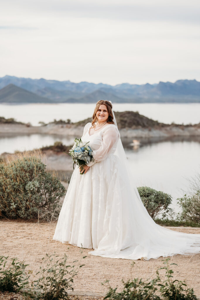 Desert Outdoor Center at Lake Pleasant, bridal portrait poses, arizona wedding photographer