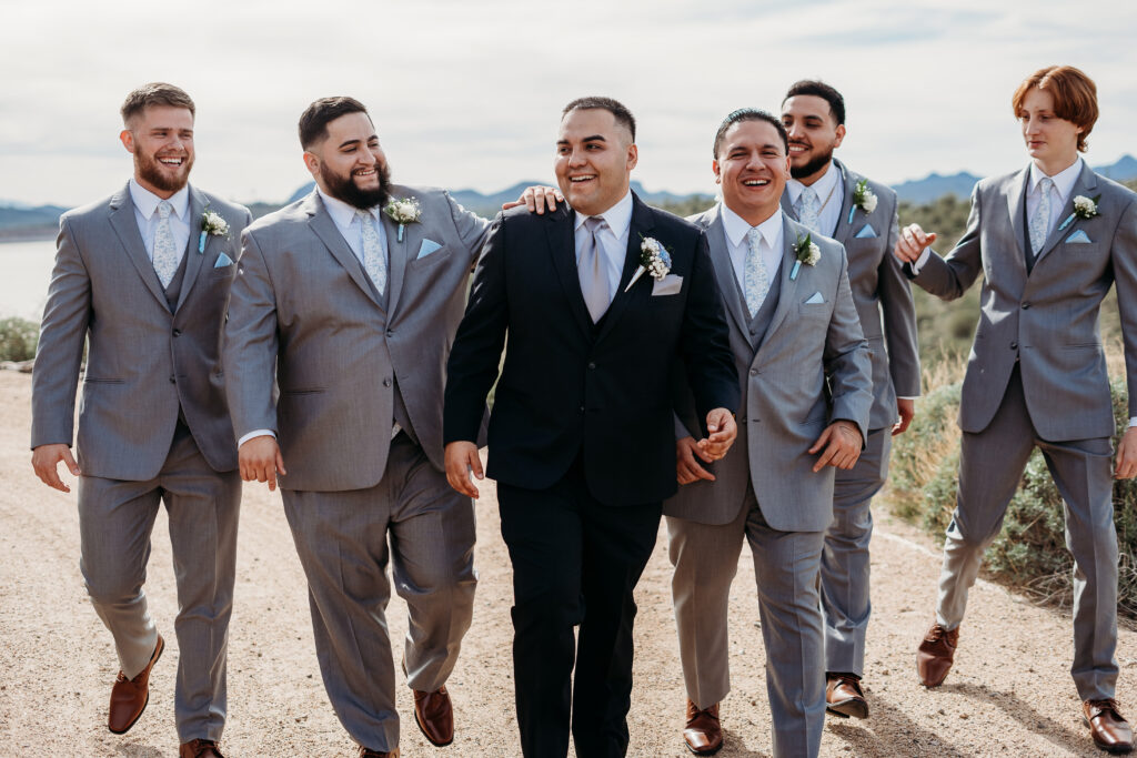 Desert Outdoor Center at Lake Pleasant, groom with groomsmen