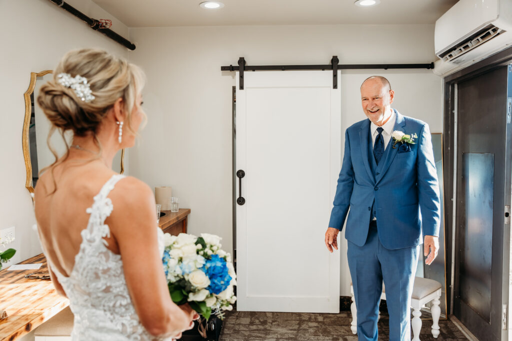 first look with father of the bride, arizona wedding photographer, first look trends