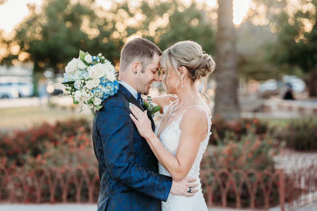 Fire House Event Center, arizona wedding photographer, bride and groom posing ideas, navy blue paisley tux for groom,