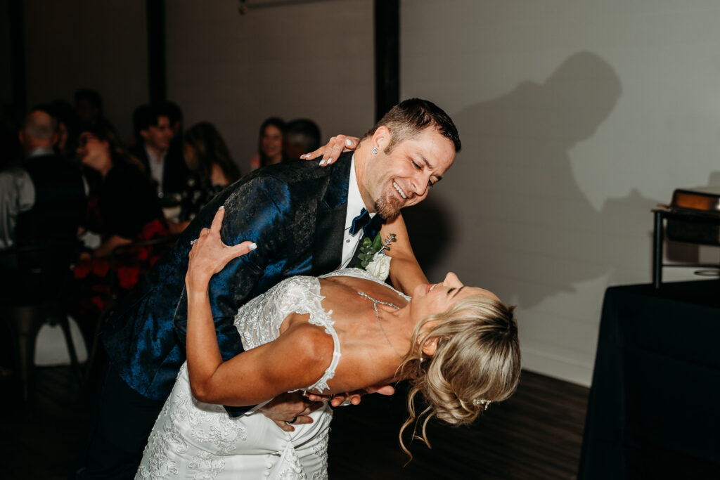 Fire House Event Center reception, arizona wedding photographer, bride and groom first dance