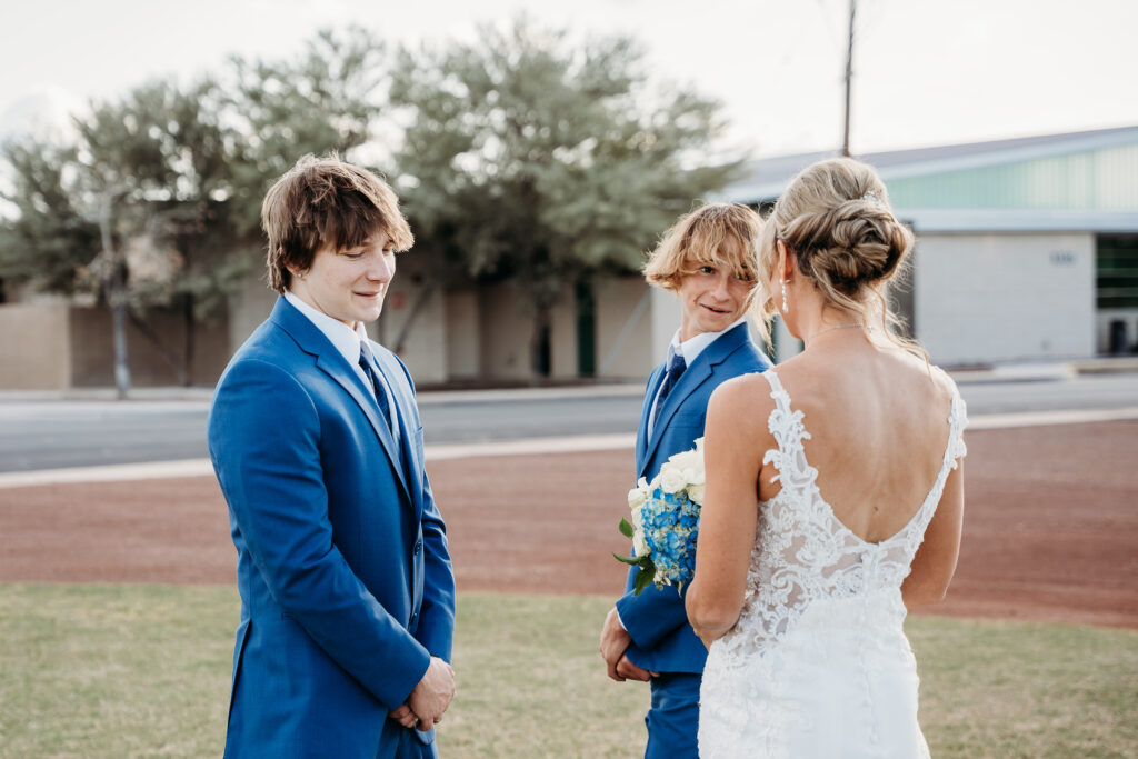 first look with sons, arizona wedding photographer, first look trends