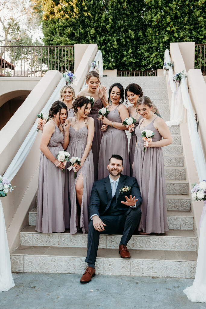 Groom with bridesmaids, arizona wedding photographer