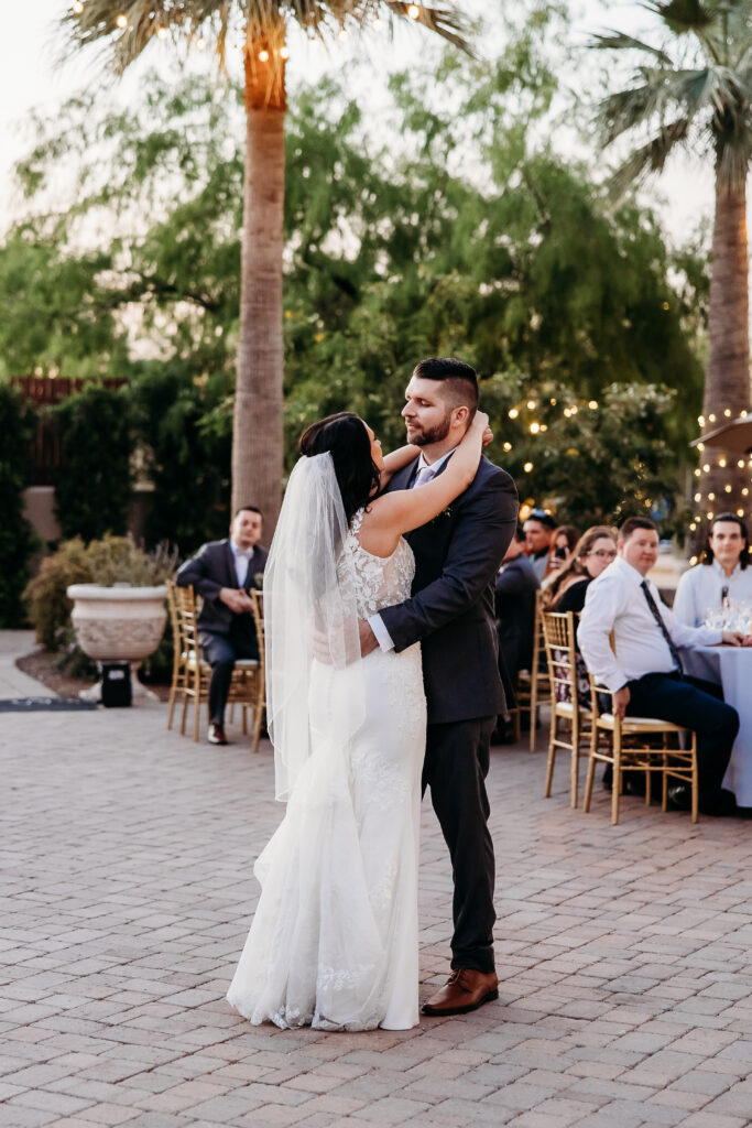  Reception at Secret Garden in Arizona, arizona wedding photographer, bride and groom dancing