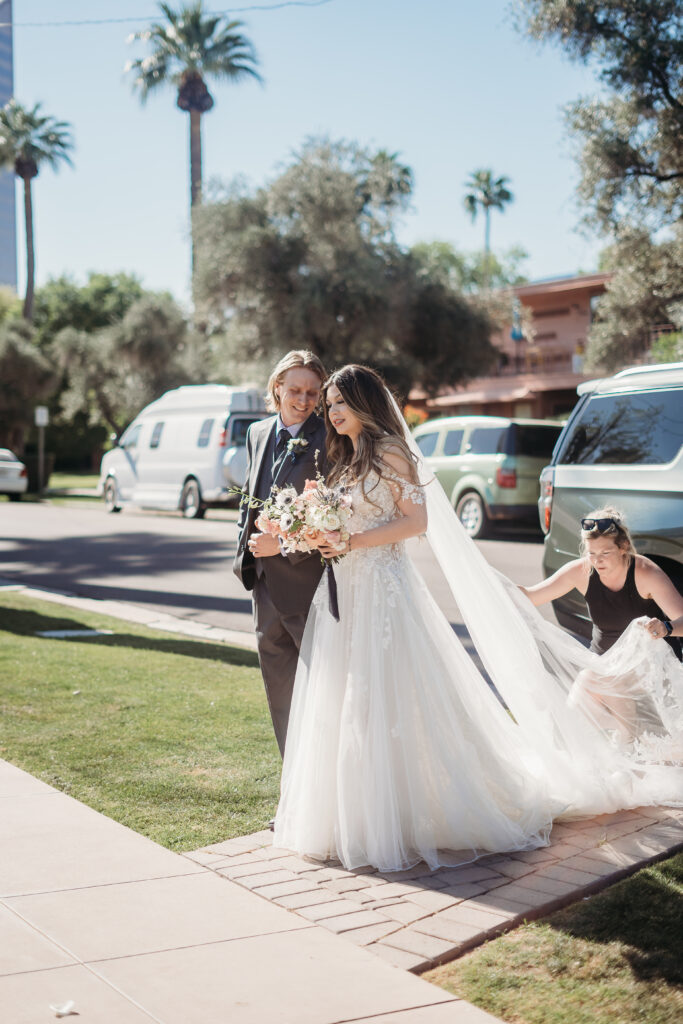 edding reception at coronado house in phoenix, arizona wedding photographer, intimate wedding, bride walking down aisle