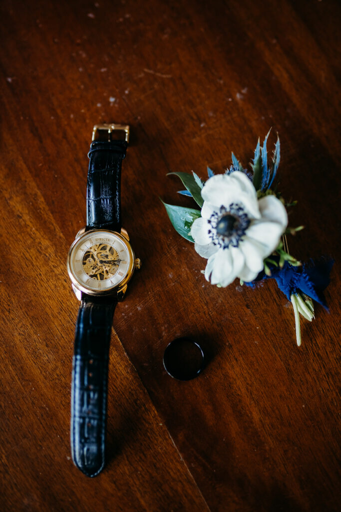 groom details, wedding flat lay navy blue