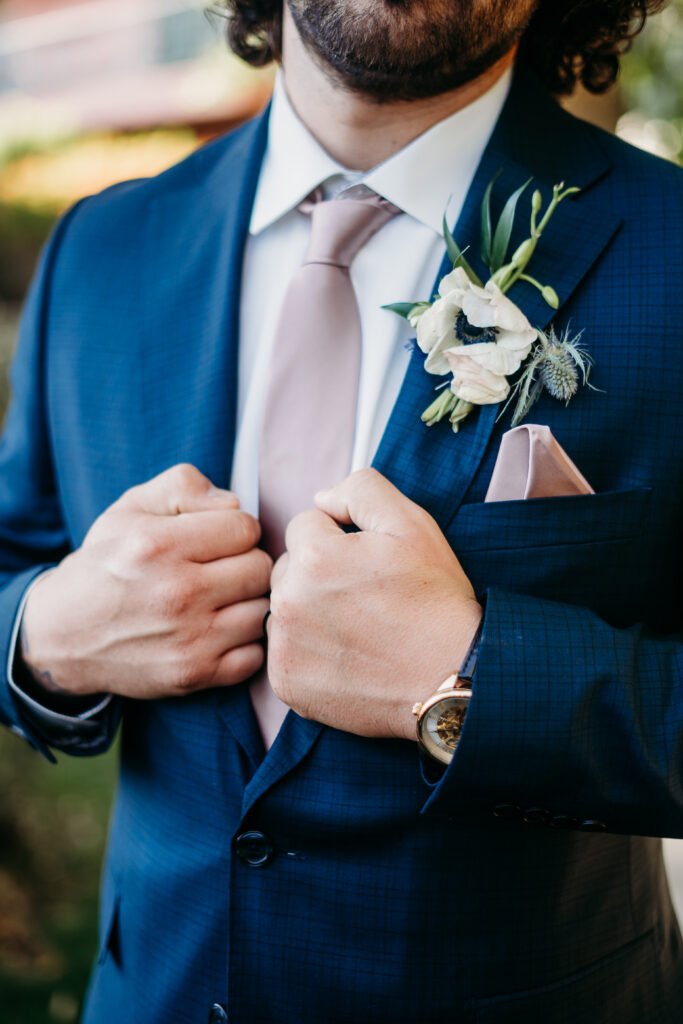 groom in baby tux and lilac tie, coronado house in phoenix