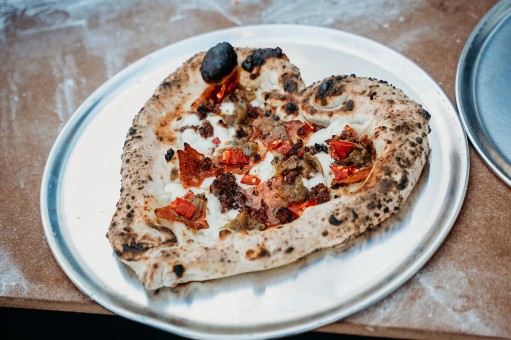 heart shaped pizza wedding menu, arizona wedding