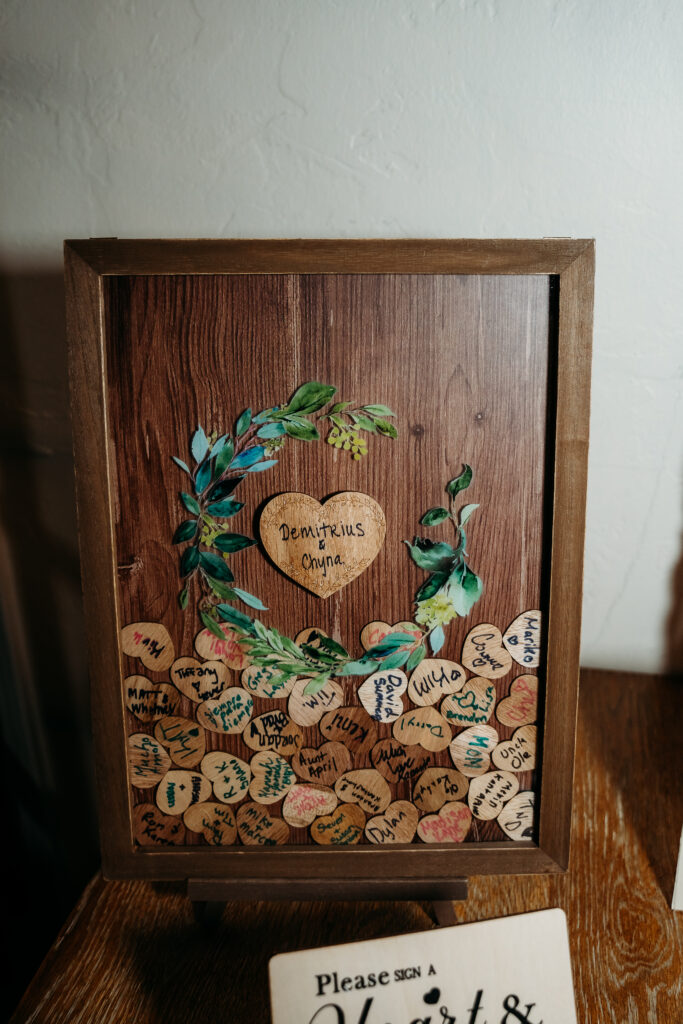 wedding guest book ideas, sign hearts as wedding guest book