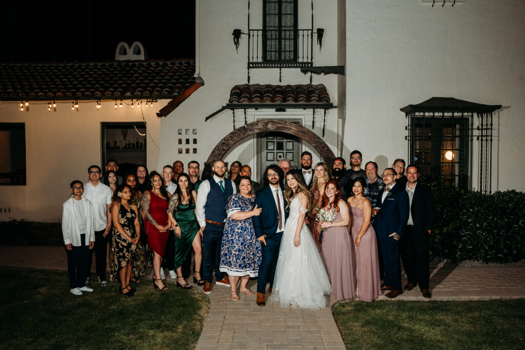 bride and groom at reception, arizona wedding photographer, coronado house phoenix