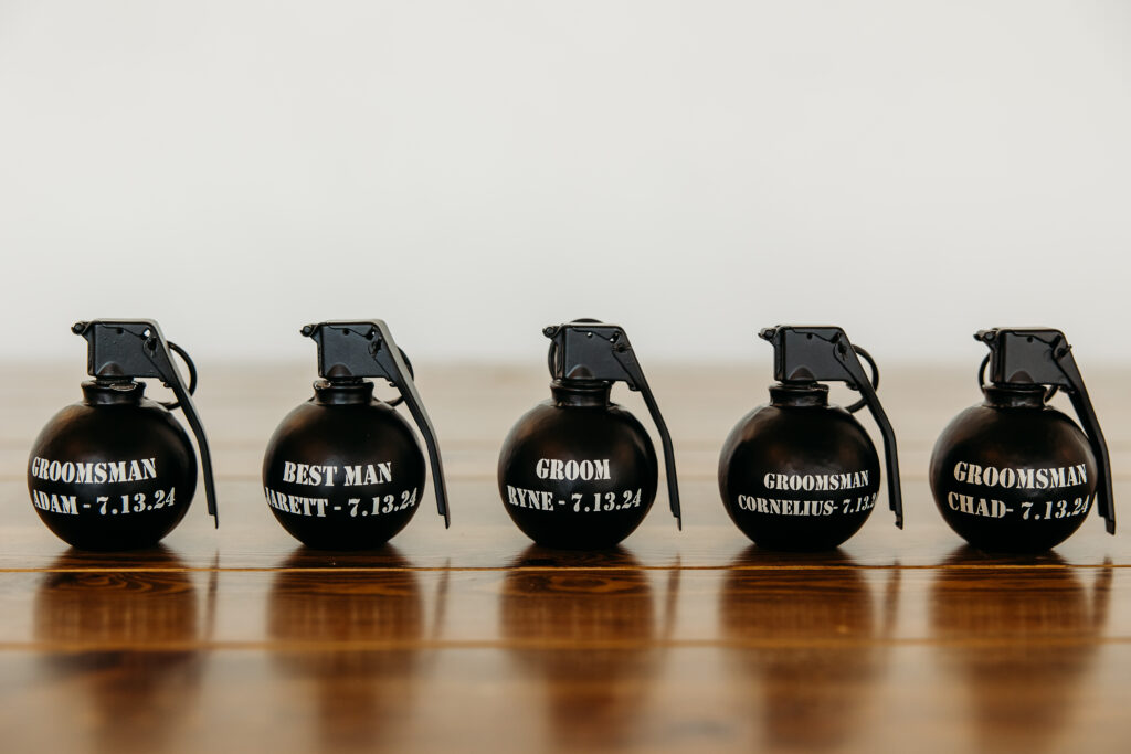 groomsmen gifts, grenade groomsmen gift, military wedding