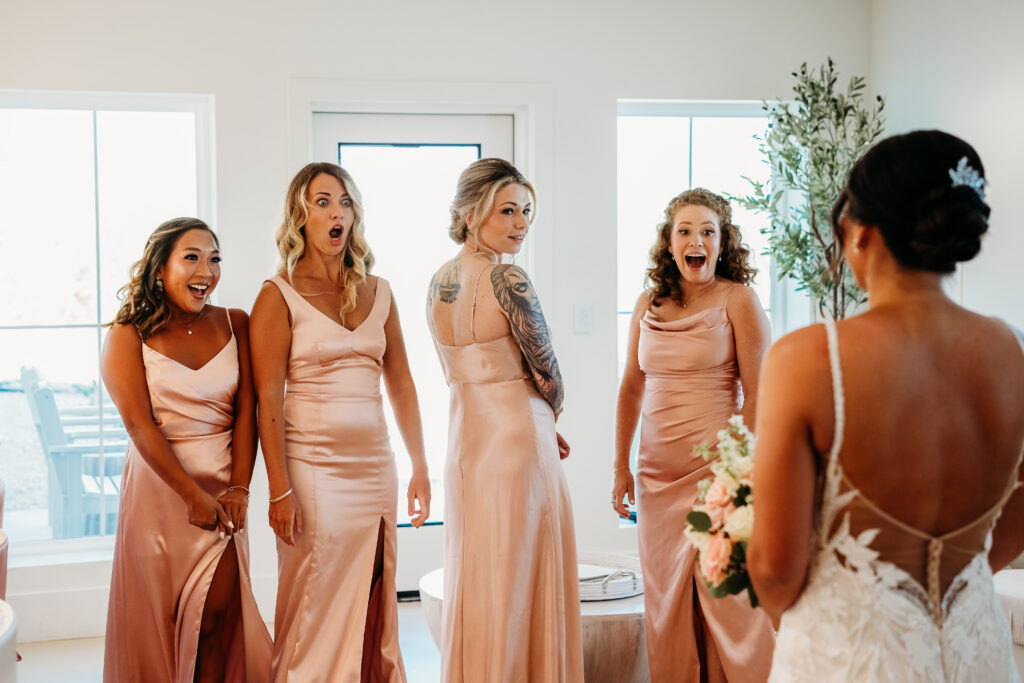 first look with bridemaids, first look trends, Desert View Weddings & Events, arizona wedding photographer