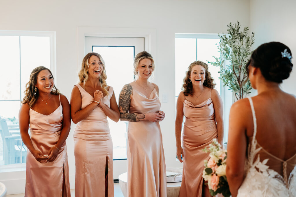 first look with bridemaids, first look trends, Desert View Weddings & Events, arizona wedding photographer