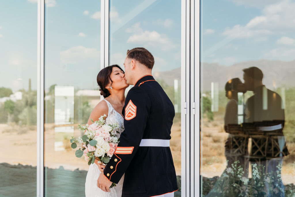 first look with groom, military wedding, Desert View Weddings & Events, arizona wedding photographer