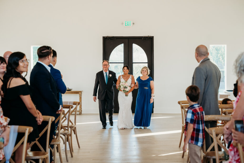 Desert View Weddings & Events ceremony, superstition mountain views, arizona wedding photographer, bride walking down aisle