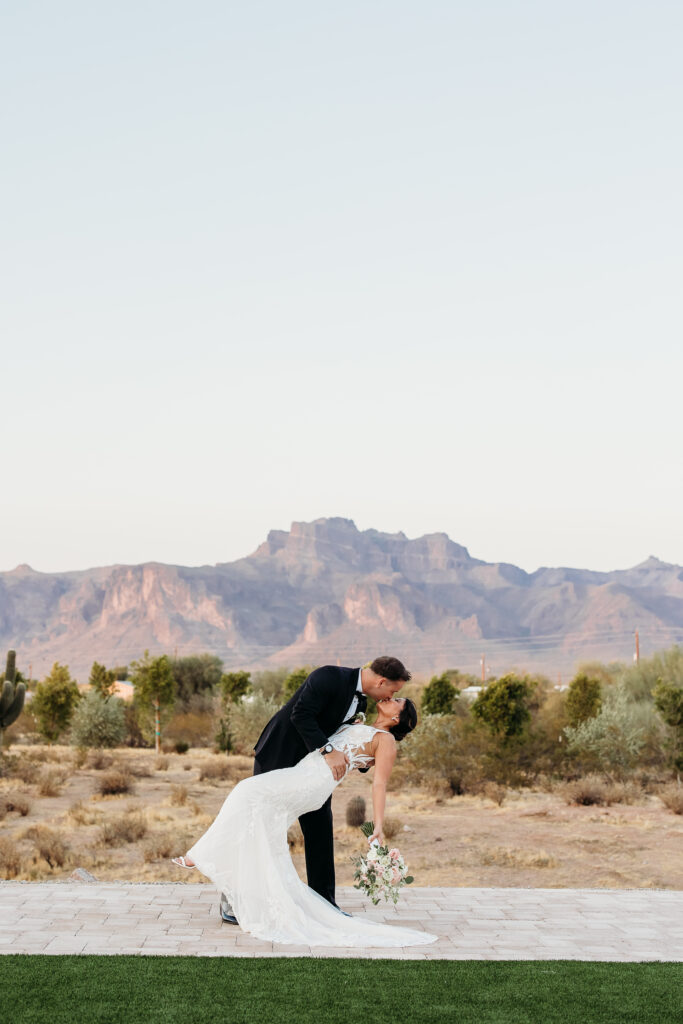 Desert View Weddings & Events, arizona desert wedding, bride and groom formals, bride and groom posing ideas, superstition mountains