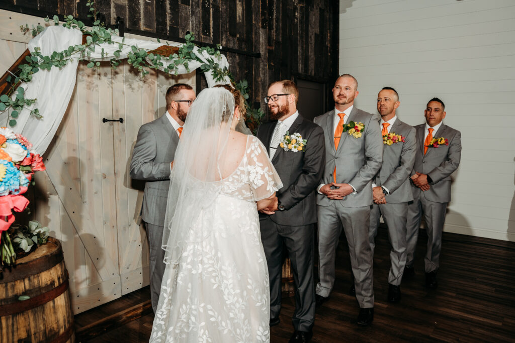 Fire House event center wedding ceremony bride and groom, arizona wedding photographer