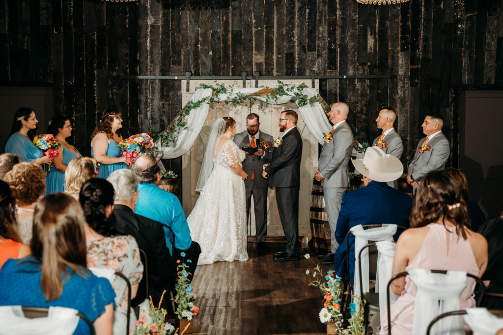 Fire House event center wedding ceremony bride and groom, arizona wedding photographer