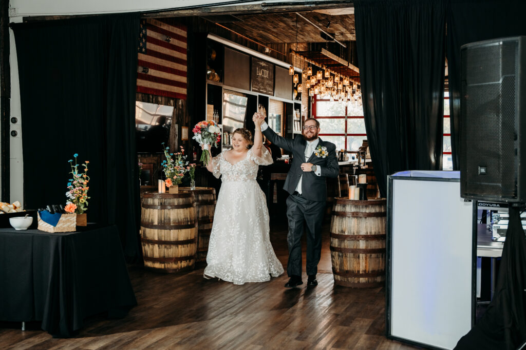 Fire House Event Center reception in Arizona, arizona wedding photographer, bride and groom first dance