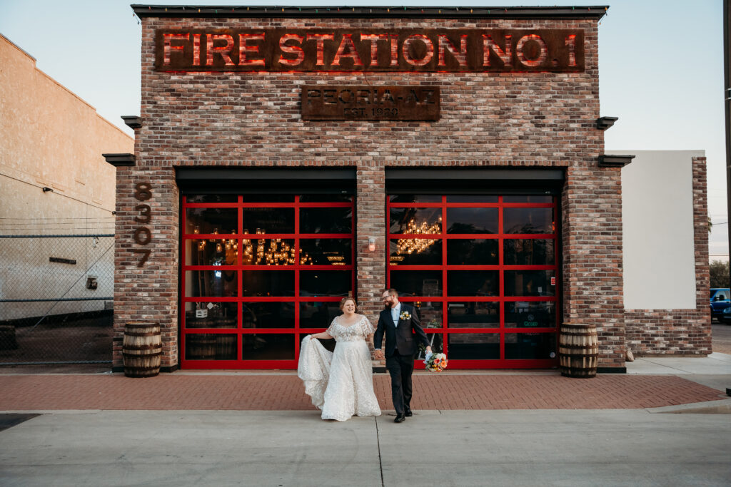 Fire House Event Center, Bride and groom formal photos, bride and groom posing ideas, fire house wedding, arizona wedding photographer