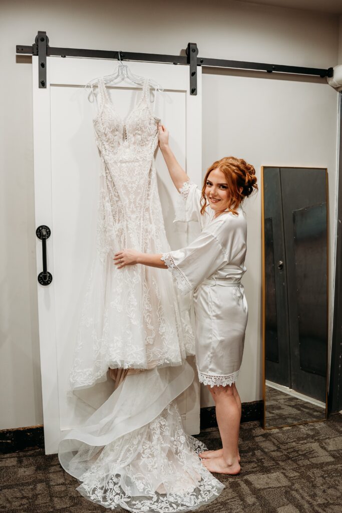 Bride getting ready at fire house even center