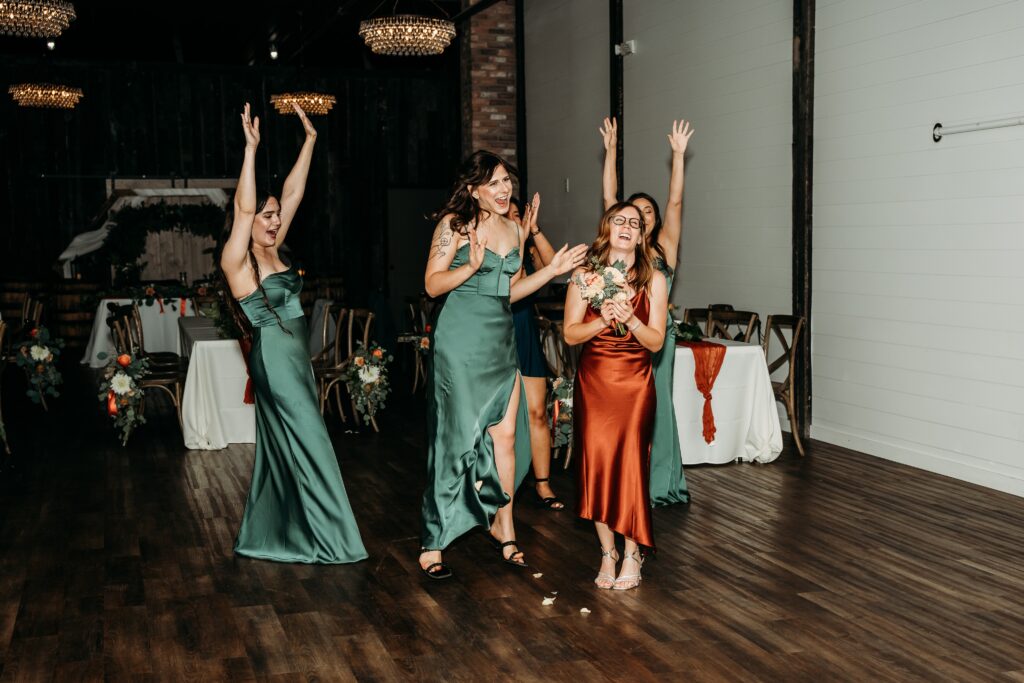 fire house event center reception, bouquet toss, arizona wedding photographer