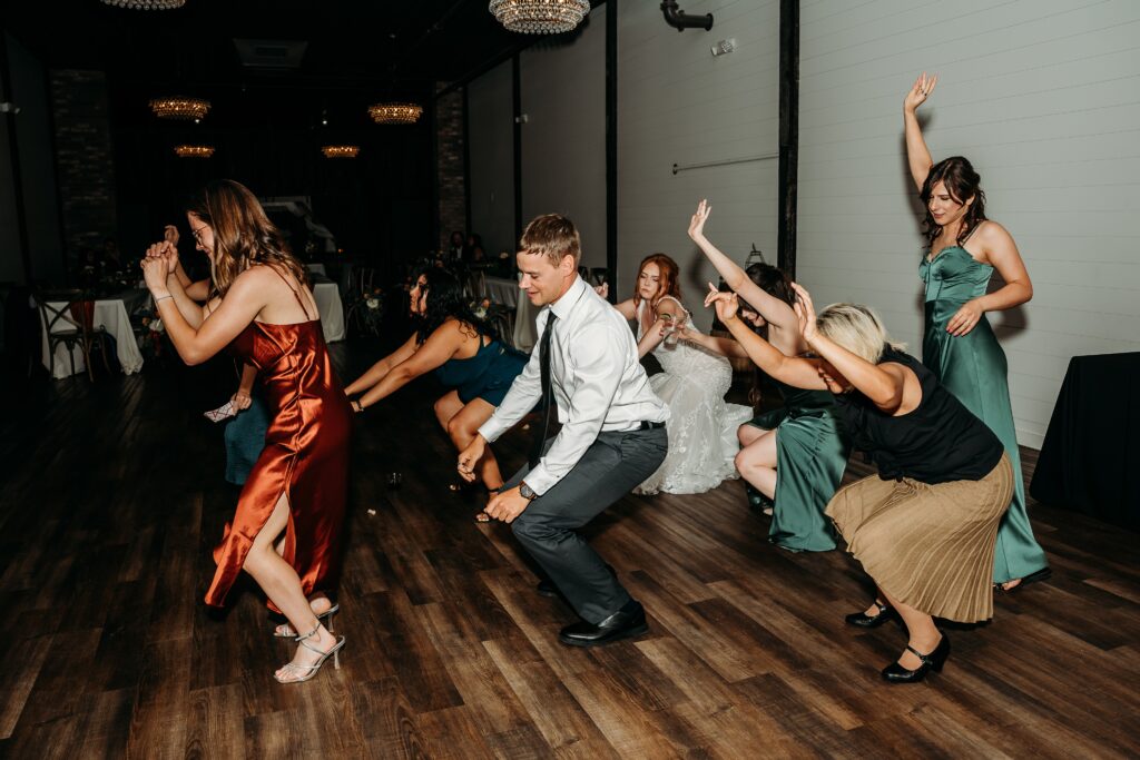 fire house event center reception, guest dancing