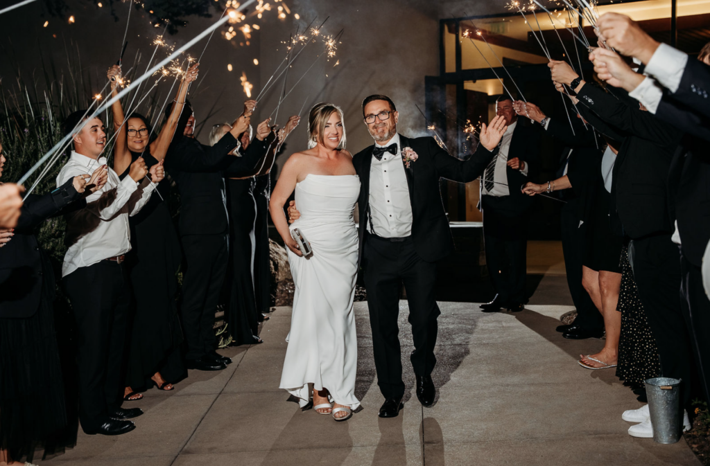 Intimate Arizona wedding celebration with the couple surrounded by their closest family and friends.